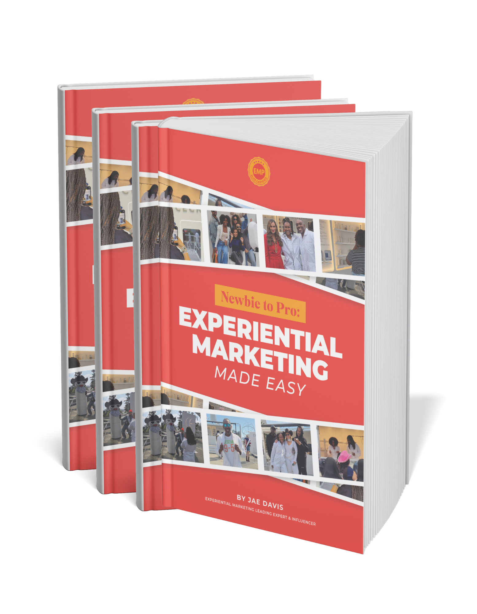Book titled 'Experiential Marketing Made Easy' with a red cover and white text on a white background